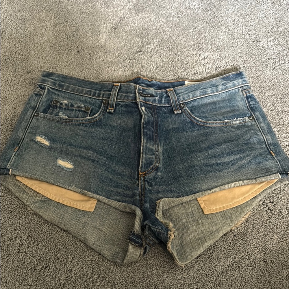 Rag & Bone Blue Marilyn Shorts Distressed Cut-Offs